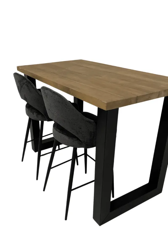 Teak houten bartafel met metalen poten