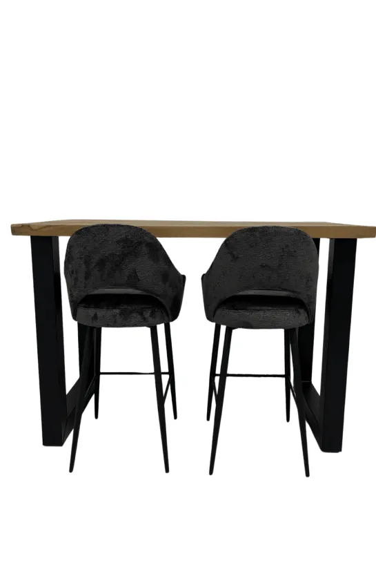 Teak houten bartafel met metalen poten