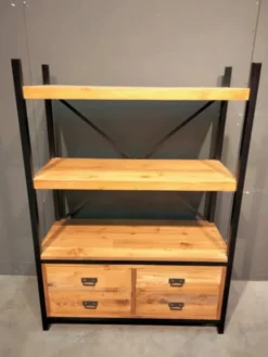 Teakhouten boekenkast met metaal