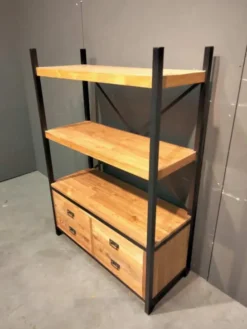 Teakhouten boekenkast met metaal