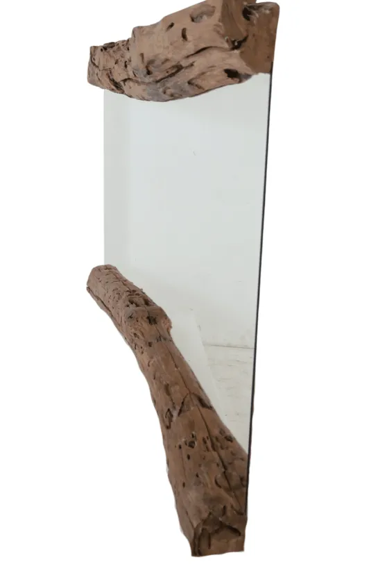 Teak houten boomstamrand spiegel 150 cm