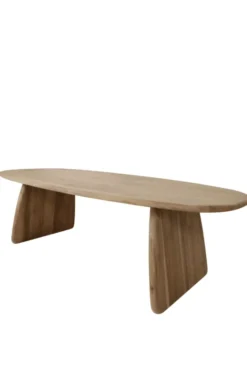 Teak houten bootvormige eettafel met houten poten – uniek exemplaar