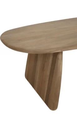 Teak houten bootvormige eettafel met houten poten – uniek exemplaar