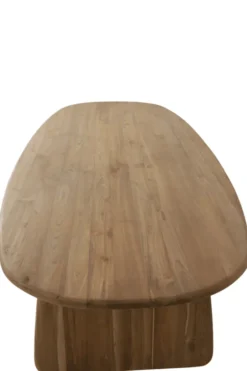 Teak houten bootvormige eettafel met houten poten – uniek exemplaar
