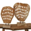 Teak houten decoratie schijf op statief