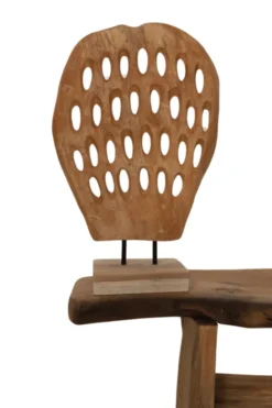 Teak houten decoratie schijf op statief