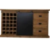 Teak houten dressoir met metalen schuifdeur en wijnrek 160 cm