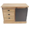 Teakhouten dressoir met metalen schuifdeur 120 cm