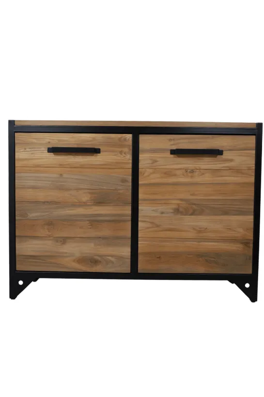 Teakhouten Dressoir of Badkamermeubel met Metalen Details – 120 cm