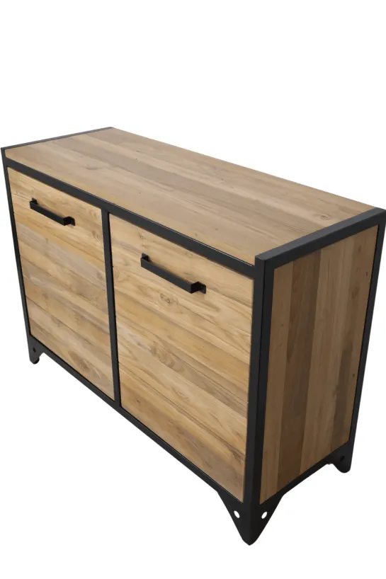 Teakhouten Dressoir of Badkamermeubel met Metalen Details – 120 cm