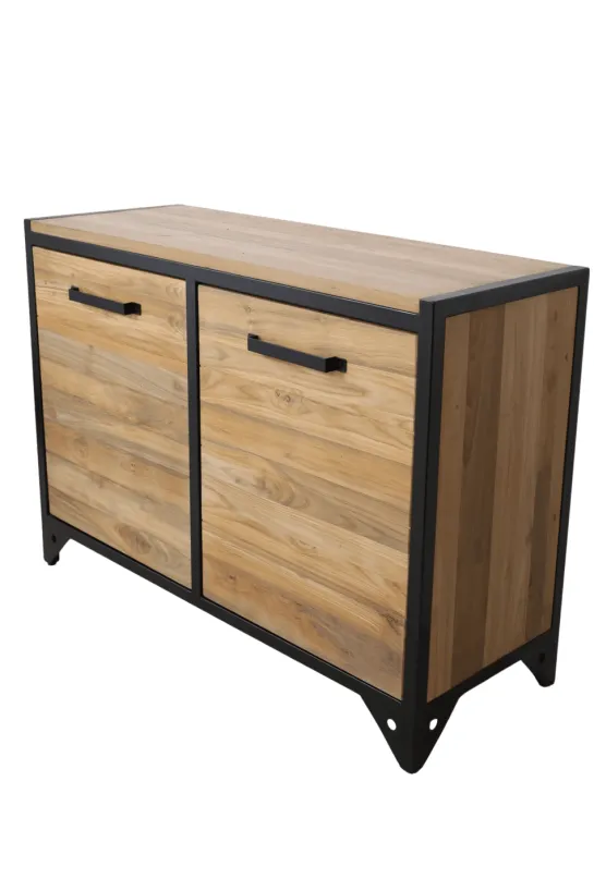Teakhouten Dressoir of Badkamermeubel met Metalen Details – 120 cm