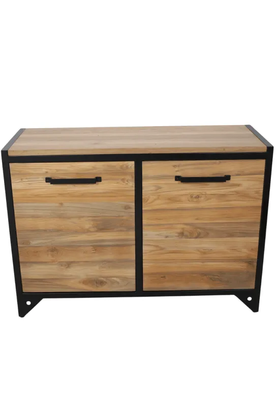 Teakhouten Dressoir of Badkamermeubel met Metalen Details – 120 cm