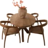 Teak houten eettafel 180 cm met houten poot