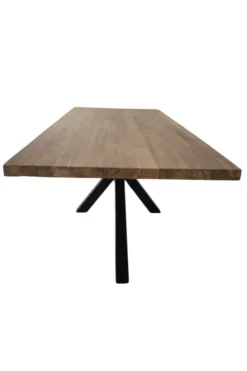 Teak houten eettafel 220 cm met zwart metalen matrixpoot