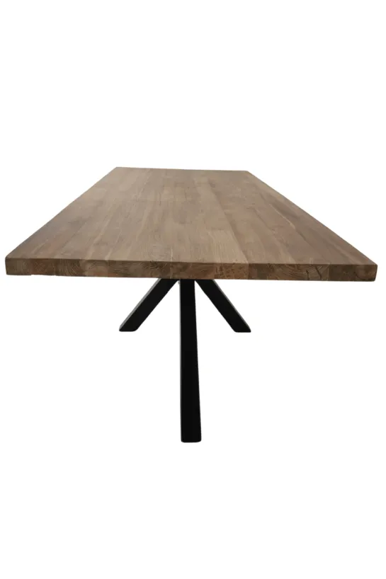 Teak houten eettafel 220 cm met zwart metalen matrixpoot