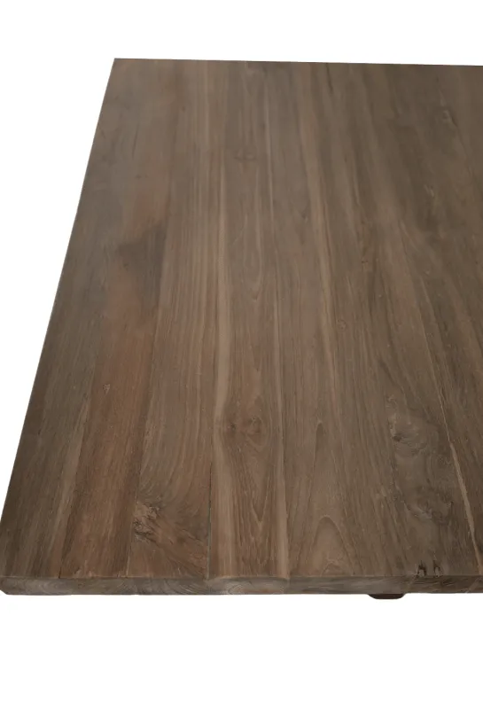 Teak houten eettafel 220 cm met zwart metalen matrixpoot
