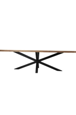 Teak houten eettafel 220 cm met zwart metalen matrixpoot