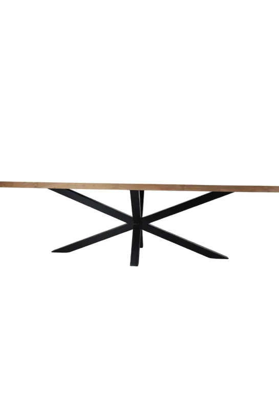 Teak houten eettafel 220 cm met zwart metalen matrixpoot