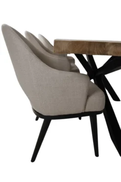 Teak houten eettafel 220 cm met zwart metalen matrixpoot