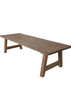 Teak houten eettafel met houten A poten