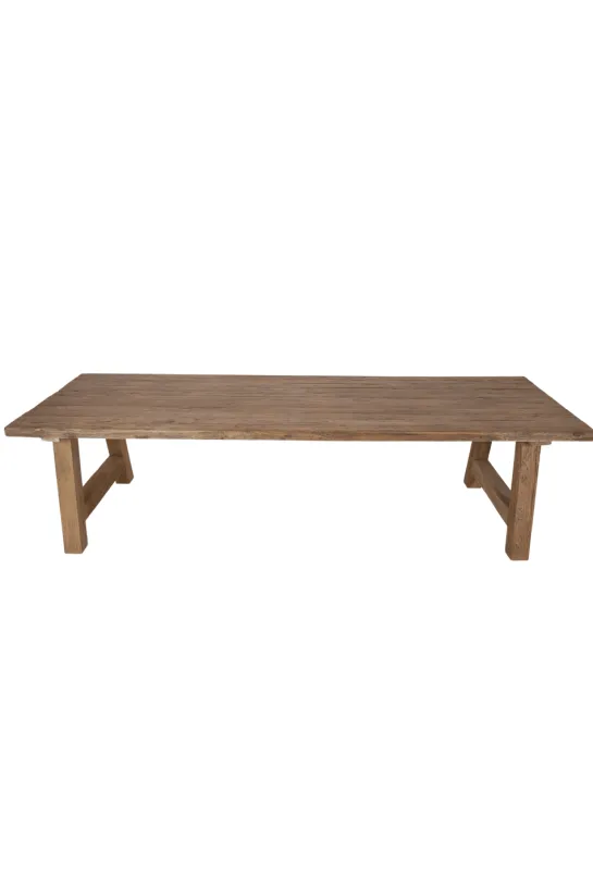Teak houten eettafel met houten A poten