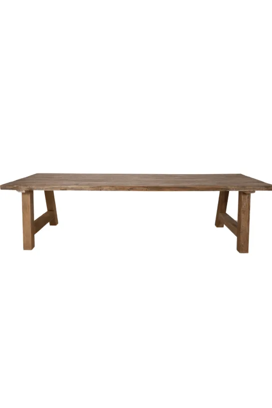 Teak houten eettafel met houten A poten