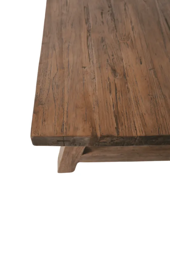 Teak houten eettafel met houten A poten