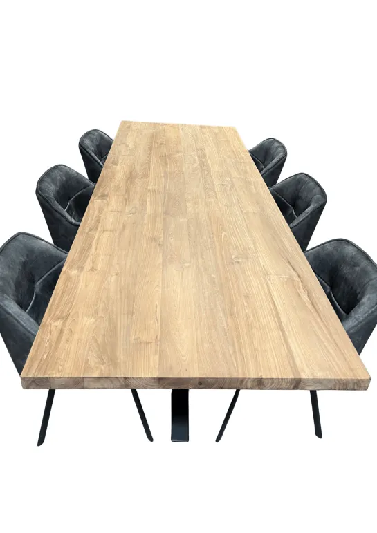 Teakhouten Eettafel met Zwarte Matrixpoot 280 cm