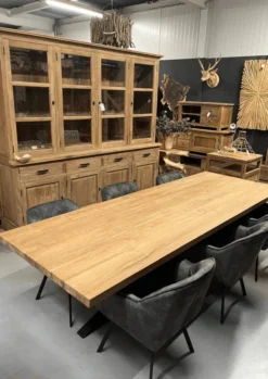 Teakhouten Eettafel met Zwarte Matrixpoot 280 cm