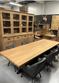 Teakhouten Eettafel met Zwarte Matrixpoot 280 cm