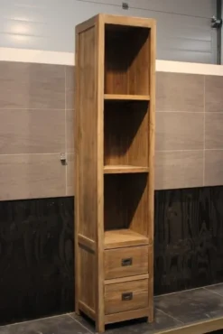 Teakhouten hoge smalle kast rustiek teak