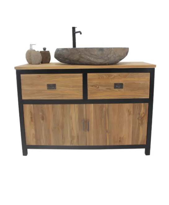 Teakhouten Industrieel badkamermeubel 120 cm