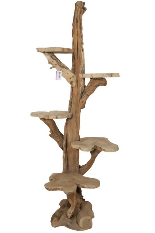 Teak houten Kattenpaal met 5 plateau’s