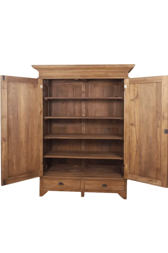 Teakhouten Klassieke Kledingkast met Planken 160 cm