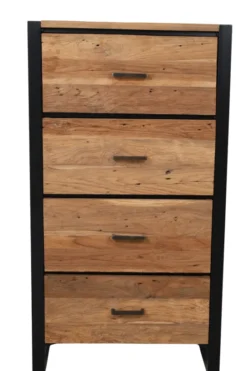 Teakhouten Ladekast met Metaal – Industrieel Design