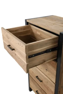 Teakhouten Ladekast met Metaal – Industrieel Design