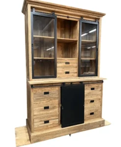 Teakhouten lange vitrinekast van 150 cm