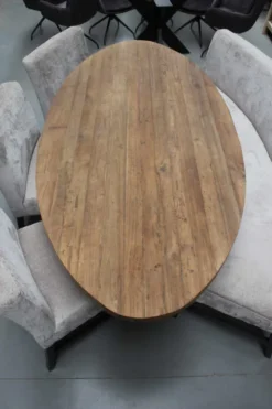 Teakhouten ovale eettafel