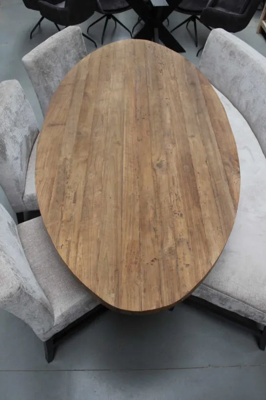 Teakhouten ovale eettafel