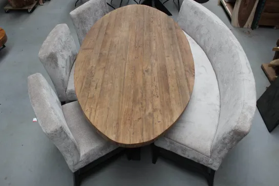 Teakhouten ovale eettafel