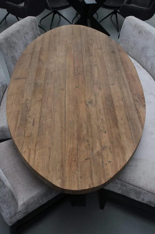 Teakhouten ovale eettafel
