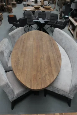 Teakhouten ovale eettafel