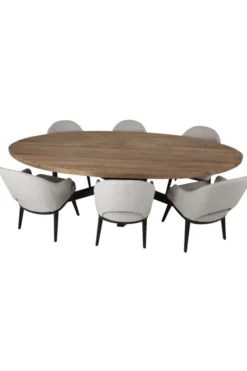 Teakhouten ovale eettafel 260 cm