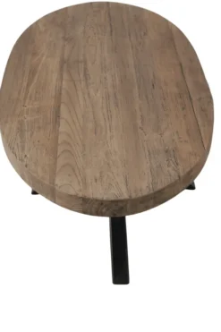 Teakhouten Ovale Salontafel – Landelijk & Industrieel 120×60 cm
