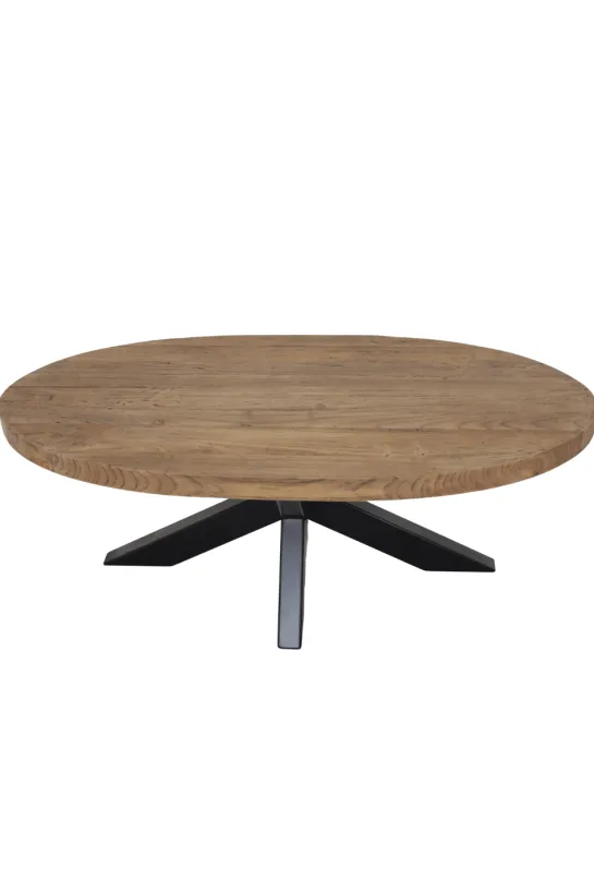 Teakhouten Ovale Salontafel – Landelijk & Industrieel 120×60 cm