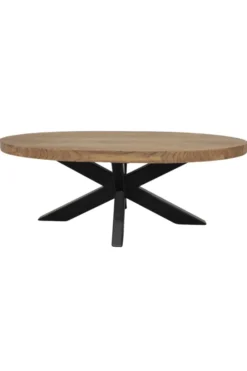 Teakhouten Ovale Salontafel – Landelijk & Industrieel 120×60 cm