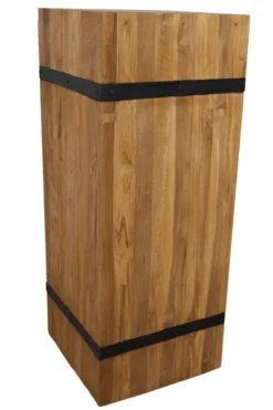 Teakhouten Pilaar met Metalen Strips