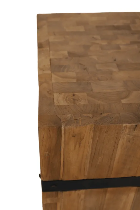 Teakhouten Pilaar met Metalen Strips
