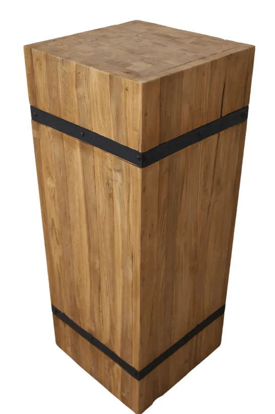Teakhouten Pilaar met Metalen Strips