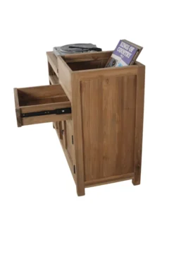 Teak houten platenspeelkastje / record kastje / lp kast